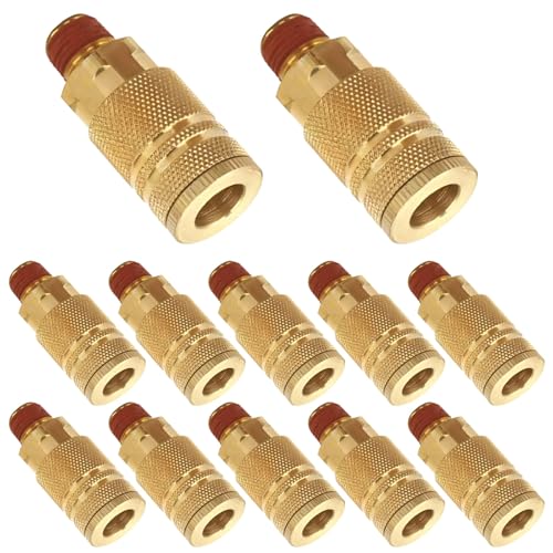 12 Stück 1/4 Zoll Luftschlauch-Armaturen, Schnellverbindungsstücke für Druckluftwerkzeuge, verkupfertes Metall mit Gummidichtungen, rutschfestes Griff-Design für einfache Handhabung, tolle Leistung 12 Stück 1/4 Zoll Luftschlauch-Armaturen, Schnellverbindungsstücke für Druckluftwerkzeuge, verkupfertes Metall mit Gummidichtungen, rutschfestes Griff-Design für einfache Handhabung, tolle Leistung von Homaisson
