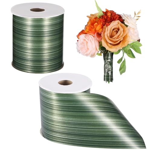 2 Rollen grüne Ti-Blatt-Bänder, grüne Blätter-Bänder, Kunststoffgrüne, dekorative Wraps, wasserdichtes Band für Blumenarrangements, Bastelprojekte, Hochzeits- und Party-Dekorationen von Homaisson