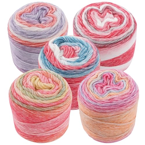 5 Rollen Kuchengarne zum Häkeln, Ombré-Wollmischung, bunte Garne, Strickgarn, mehrfarbiger Farbverlauf für Decken, Schals, DIY Handwerk 5 Rollen Kuchengarne zum Häkeln, Ombré-Wollmischung, bunte Garne, Strickgarn, mehrfarbiger Farbverlauf für Decken, Schals, DIY Handwerk von Homaisson