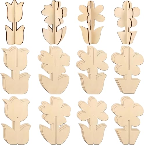 Homaisson 24 Stück Blumenfrühlingsholzhandwerk, Holzblumenförmige Ornamente zum Malen, DIY-Bastelset für die Kleinen, 3 Muster, ideal für kreative Kunstaktivitäten und Familienspaß Homaisson 24 Stück Blumenfrühlingsholzhandwerk, Holzblumenförmige Ornamente zum Malen, DIY-Bastelset für die Kleinen, 3 Muster, ideal für kreative Kunstaktivitäten und Familienspaß von Homaisson