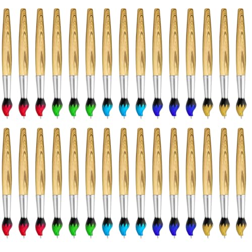 Homaisson 30 Stück einziehbare Pinselstifte, Kugelschreiber, neuartiges Design mit Holzmaserung, schwarze Tinte, glattes Schreiben, verschiedene Farben, Großpackung, lustiges Partygeschenk für von Homaisson