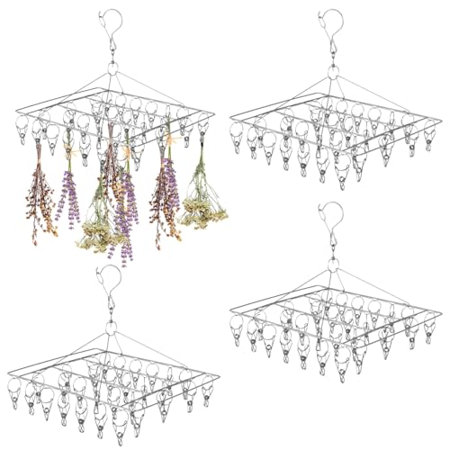 Homaisson Kräuter-Trockenständer, Edelstahl, zum Aufhängen, Kräuter-Trockengestell mit 30 Clips, winddichter Kräutertrockner Blumen-Trockenständer, platzsparendes Abtropfgestell für aromatische von Homaisson