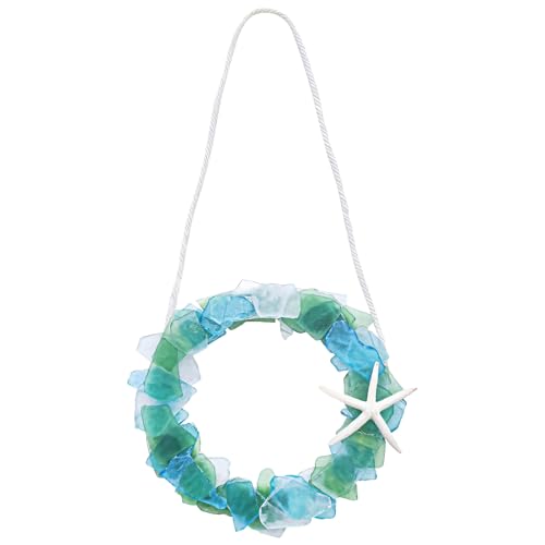 Meeresglas-Girlande, handgefertigter Küstenkranz, Weihnachtsdekor-Kränze für Heimdekoration, 21,6 cm Durchmesser Meeresglas-Girlande, handgefertigter Küstenkranz, Weihnachtsdekor-Kränze für Heimdekoration, 21,6 cm Durchmesser von Homaisson