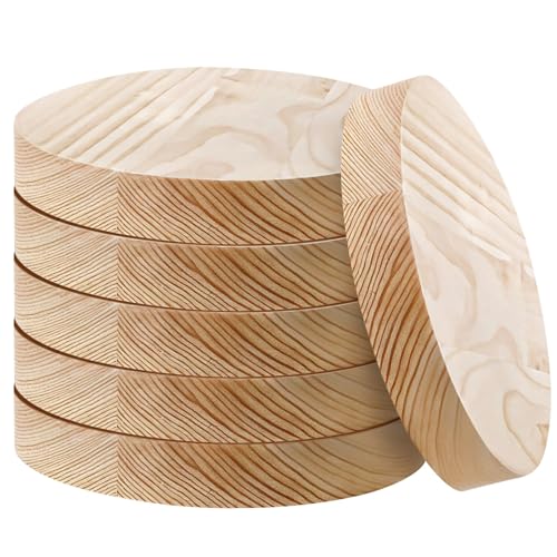 Runde Holztafeln, 6 Stück, 15 cm, Kiefernholzkreise für Bastelarbeiten, unlackierte runde Holzscheiben, natürliche Kiefer-Bastelrohlinge, glatte Holzscheiben für Wanddekoration, Türschilder von Homaisson