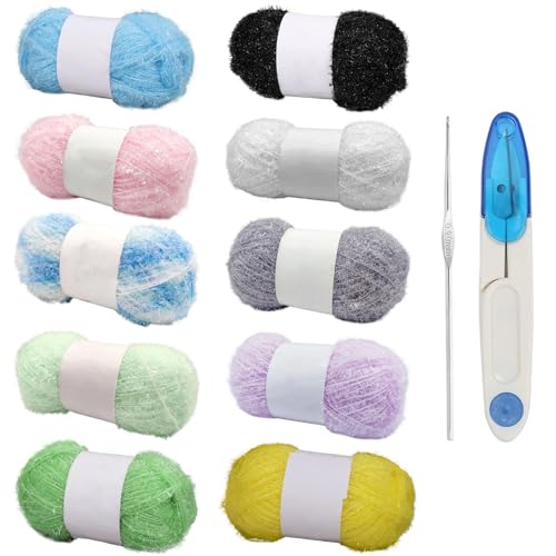 Scrubby-Garn für Geschirrtücher, Pastellgarn zum Häkeln, hochwertige Polyester-Mischung, 12-Farben-Set, Knäuel-Qualität und vielseitig zum Stricken und Häkeln Scrubby-Garn für Geschirrtücher, Pastellgarn zum Häkeln, hochwertige Polyester-Mischung, 12-Farben-Set, Knäuel-Qualität und vielseitig zum Stricken und Häkeln von Homaisson