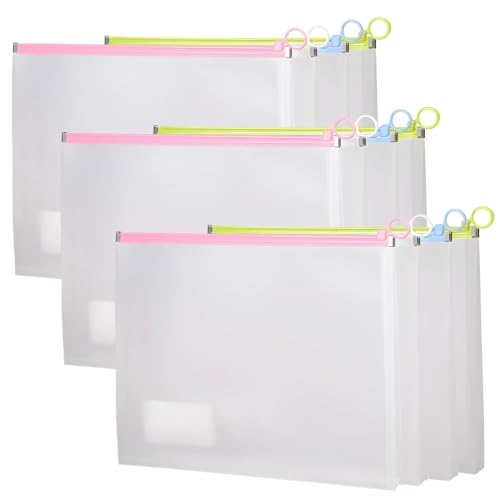 Transparente PVC-Dokumententaschen im A4-Format, 24,9 x 33 cm, wasserabweisend, inklusive 4 Farboptionen – Weiß, Blau, Grün, Rosa, Reißverschluss, ideal für Akten und kleine Gegenstände, 12 Stück Transparente PVC-Dokumententaschen im A4-Format, 24,9 x 33 cm, wasserabweisend, inklusive 4 Farboptionen – Weiß, Blau, Grün, Rosa, Reißverschluss, ideal für Akten und kleine Gegenstände, 12 Stück von Homaisson