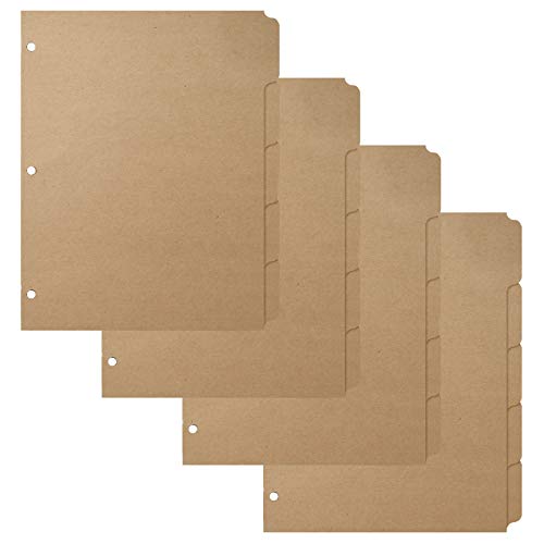 3 Ringbuch-Trennblätter mit 5 Registerkarten für Briefgröße, 1/5 Schnitt, 3-fach gelocht, blanko Kraftpapier-Register, 21,6 x 27,9 cm für extra langlebig für Schule, Uni, Kinder und Erwachsene 3 Ringbuch-Trennblätter mit 5 Registerkarten für Briefgröße, 1/5 Schnitt, 3-fach gelocht, blanko Kraftpapier-Register, 21,6 x 27,9 cm für extra langlebig für Schule, Uni, Kinder und Erwachsene von Homakover