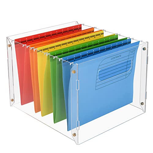 Briefgröße Hängemappe Organizer, Acryl Hängemappe Box mit seitlichen Griffen, tragbare Desktop-Aktenordner, Aktenbox für A4, modernes flexibles Design, dekorieren Sie Home Office von Homakover