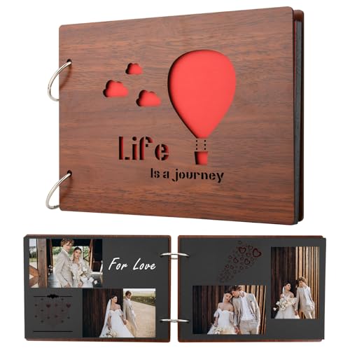Holz Fotoalbum, Handgemachtes DIY Ein Jahr Memory Notebook Familie Fotoalbum, Paare Unser erstes Jahr Scrapbook, Ehemann Frau Erinnerungsbuch für Dating Geschenke, Erster Papierjubiläum (Ballon-Stil) Holz Fotoalbum, Handgemachtes DIY Ein Jahr Memory Notebook Familie Fotoalbum, Paare Unser erstes Jahr Scrapbook, Ehemann Frau Erinnerungsbuch für Dating Geschenke, Erster Papierjubiläum (Ballon-Stil) von Homakover