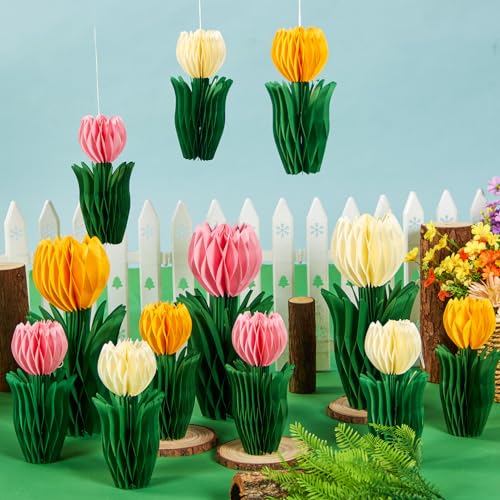 Homarkable 12 Stück Frühlingswabendekoration, Tulpendekorationen, Frühlingsdekoration für Büro, Gartenparty, Tischdekoration, Muttertagsdekoration, Frühlingsdekoration Homarkable 12 Stück Frühlingswabendekoration, Tulpendekorationen, Frühlingsdekoration für Büro, Gartenparty, Tischdekoration, Muttertagsdekoration, Frühlingsdekoration von Homarkable