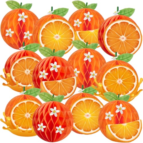 Homarkable 12 Stück orangefarbene Wabenbälle, orangefarbene Geburtstagsparty-Zubehör, Wabendekorationen, Tischdekoration für kleine Süßigkeiten, Geburtstag, Babyparty von Homarkable