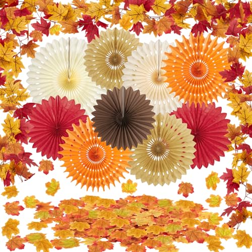 Homarkable 9 Stück Orange Papier Fächer Dekoration und 100 Stücke Herbstblätter Künstliche Ahornblatt, Herbst Deko, Orange Rot Braun Papierfächer für Halloween Thanksgiving Ostern Hochzeit Gartenparty Homarkable 9 Stück Orange Papier Fächer Dekoration und 100 Stücke Herbstblätter Künstliche Ahornblatt, Herbst Deko, Orange Rot Braun Papierfächer für Halloween Thanksgiving Ostern Hochzeit Gartenparty von Homarkable