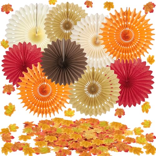 Homarkable 9 Stück Orange Papier Fächer Dekoration und 100 Stücke Herbstblätter Künstliche Ahornblatt, Herbst Deko, Orange Rot Braun Papierfächer für Halloween Thanksgiving Ostern Hochzeit Gartenparty Homarkable 9 Stück Orange Papier Fächer Dekoration und 100 Stücke Herbstblätter Künstliche Ahornblatt, Herbst Deko, Orange Rot Braun Papierfächer für Halloween Thanksgiving Ostern Hochzeit Gartenparty von Homarkable