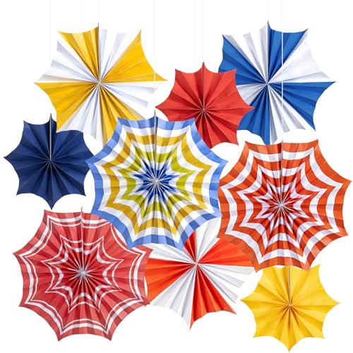 Homarkable 9 Stück Papierfächer für Partydeko – Hängende Fächer in Rot, Gelb & Blau – Sommerfest, Strandparty, Hawaii-Party, Geburtstag, Hochzeit & Baby Shower Deko, Sommer Party Deko Homarkable 9 Stück Papierfächer für Partydeko – Hängende Fächer in Rot, Gelb & Blau – Sommerfest, Strandparty, Hawaii-Party, Geburtstag, Hochzeit & Baby Shower Deko, Sommer Party Deko von Homarkable