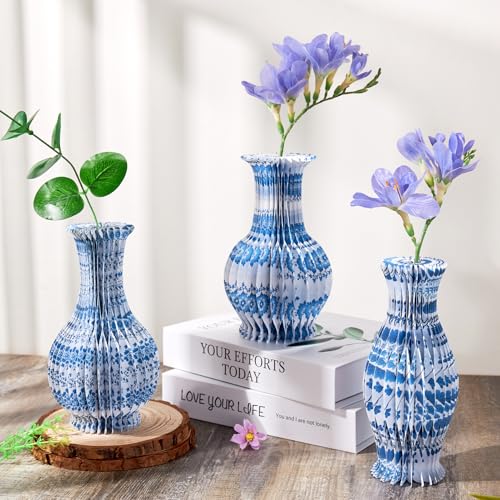 Homarkable Papiervase, Wabenvase, faltbar, dekorative Vase mit Magnetverschluss, Chinoiserie-Dekor-Vase, wiederverwendbar, Tischdekoration für Hochzeit, Babyparty, Heimdekoration, 3 Stück Homarkable Papiervase, Wabenvase, faltbar, dekorative Vase mit Magnetverschluss, Chinoiserie-Dekor-Vase, wiederverwendbar, Tischdekoration für Hochzeit, Babyparty, Heimdekoration, 3 Stück von Homarkable