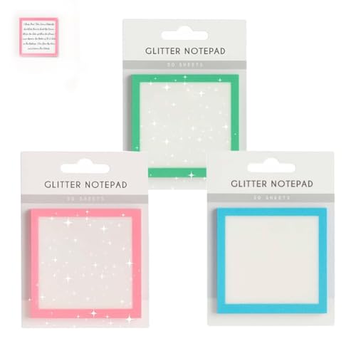 Glitzer-Notizblock 2.0, Glitzer-Haftnotizen, Transparente Post-It-Notizen, Funkelnde Haftnotizen, Notizblöcke, Schreibwaren, Für Buchregister, Schulbedarf, Als Schönes Geschenk Für Mädchen(Mix3) von Homaskylynn