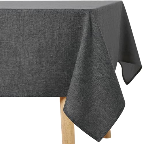 Homaxy Glitzer Tischdecke Abwaschbar Leinenoptik Rechteckig 140x240cm Groß Tischtuch Wasserabweisend mit Lotuseffekt Fleckschutz Tischwäsche für Wohnzimmer, Esszimmer, Party, Dunkelgrau von Homaxy