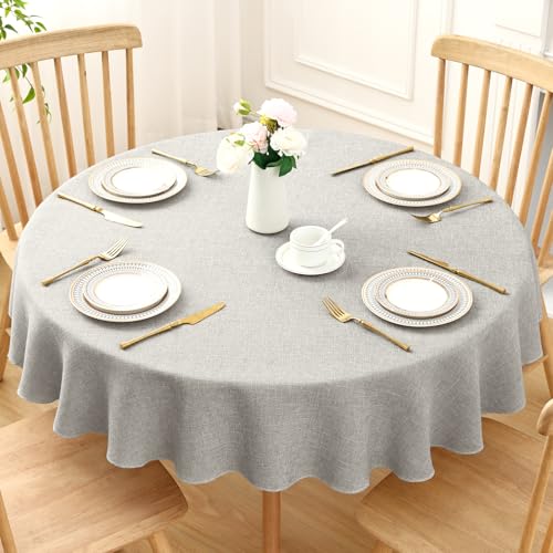 Homaxy Glitzer Tischdecke Abwaschbar Leinenoptik Rund 140cm Tischtuch Wasserabweisend mit Lotuseffekt Fleckschutz Tischwäsche für Wohnzimmer, Esszimmer, Party, Hellgrau Homaxy Glitzer Tischdecke Abwaschbar Leinenoptik Rund 140cm Tischtuch Wasserabweisend mit Lotuseffekt Fleckschutz Tischwäsche für Wohnzimmer, Esszimmer, Party, Hellgrau von Homaxy