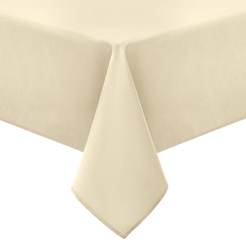 Homaxy Leinendeckeoptik Tischdecke Abwaschbar Eckig 100x140cm, Tischtuch Leinendecke Wasserabweisend Abwischbare, Lotuseffekt Schmutzabweisend Tischwäsche Tafeldecke, Beige von Homaxy