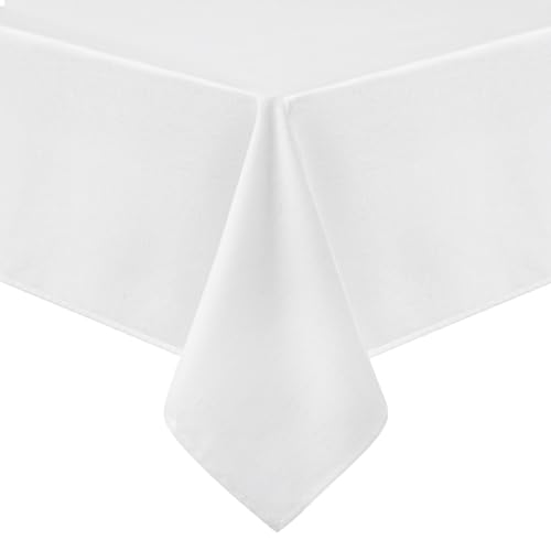 Homaxy Leinendeckeoptik Tischdecke Abwaschbar Eckig 130x160cm, Leinendecke Wasserabweisend Abwischbare Tischtuch, Lotuseffekt Schmutzabweisend Tischwäsche Tafeldecke, Weiß von Homaxy