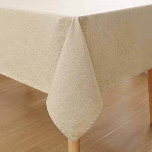 Homaxy Leinenoptik Tischdecke Abwaschbar Lotuseffekt Eckig 100 x 140 cm Tischtuch Leinendecke Wasserabweisend Tafeldecke Tischwäsche Fleckschutz, Cream von Homaxy