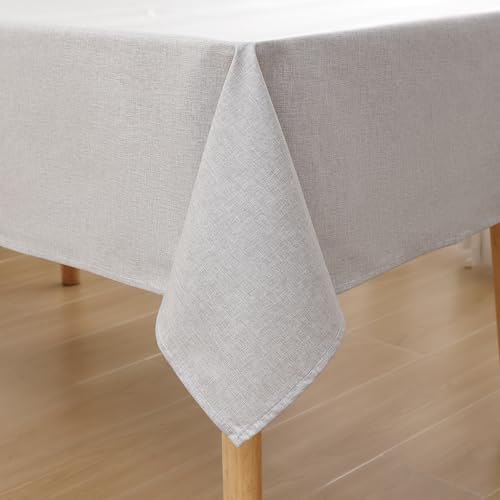 Homaxy Leinenoptik Tischdecke Abwaschbar Lotuseffekt Eckig 100 x 140 cm Tischtuch Leinendecke Wasserabweisend Tafeldecke Tischwäsche Fleckschutz, Hellgrau von Homaxy