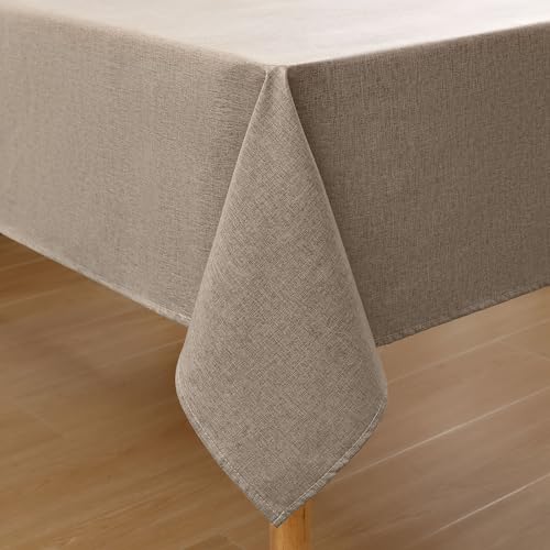 Homaxy Leinenoptik Tischdecke Abwaschbar Lotuseffekt Eckig 100 x 140 cm Tischtuch Leinendecke Wasserabweisend Tafeldecke Tischwäsche Fleckschutz, Leinen von Homaxy