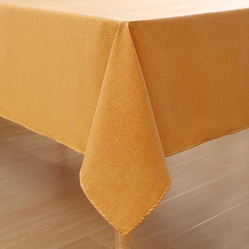 Homaxy Leinenoptik Tischdecke Abwaschbar Lotuseffekt Eckig 140 x 180 cm Tischtuch Leinendecke Wasserabweisend Tafeldecke Tischwäsche Fleckschutz, Gelb von Homaxy