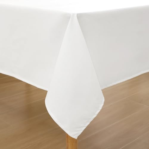 Homaxy Leinenoptik Tischdecke Abwaschbar Lotuseffekt Eckig 140 x 180 cm Tischtuch Leinendecke Wasserabweisend Tafeldecke Tischwäsche Fleckschutz, Weiß von Homaxy