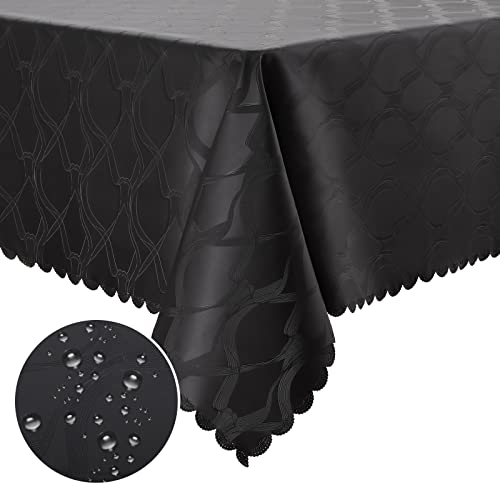 Homaxy PU Tischdecke Abwaschbar Lotuseffekt Hochwertig Eckig 130 x 160 cm Tischtuch Ornamente Tafeldecke Wasserabweisend Tischwäsche Fleckschutz pflegeleicht, Schwarz von Homaxy