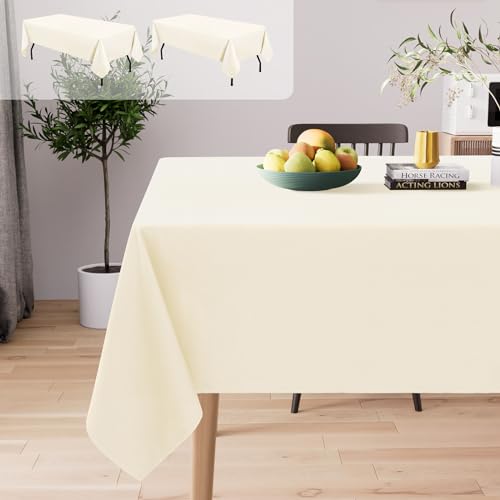 Homaxy Tischdecke Abwaschbar Lotuseffekt Rechteckig 130 x 160 cm, 2 Stück, Tischtuch Wasserabweisend Tafeldecke Abwischbare aus Polyester Schmutzabweisend Pflegeleicht für Küche Party, Beige Homaxy Tischdecke Abwaschbar Lotuseffekt Rechteckig 130 x 160 cm, 2 Stück, Tischtuch Wasserabweisend Tafeldecke Abwischbare aus Polyester Schmutzabweisend Pflegeleicht für Küche Party, Beige von Homaxy