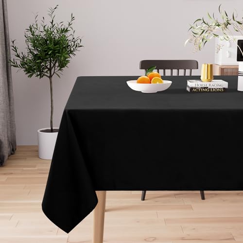 Homaxy Tischdecke Abwaschbar Lotuseffekt Rechteckig 140 x 200 cm Tischtuch Wasserabweisend Tafeldecke Abwischbare aus Polyester Schmutzabweisend Pflegeleicht für Küche Party, Schwarz von Homaxy