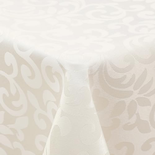 Homaxy Tischdecke Abwaschbar Rechteckig 100x140cm Tischtuch Polyester Tafeldecke Jacquard Tischwäsche Ornamente Pflegeleich Schmutzabweisendt, Beige von Homaxy