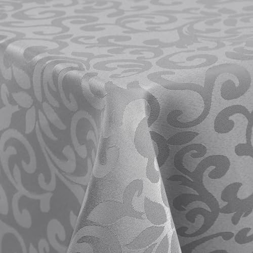 Homaxy Tischdecke Abwaschbar Rechteckig 100x140cm Tischtuch Polyester Tafeldecke Jacquard Tischwäsche Ornamente Pflegeleich Schmutzabweisendt, Grau von Homaxy