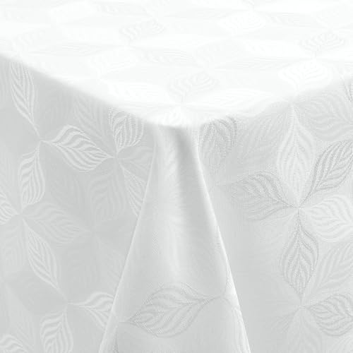 Homaxy Tischdecke Abwaschbar Rechteckig 130x160cm Mehrblättrige Jacquard Tischdecke Ornamente Schmutzabweisend Pflegeleicht, Weiß Homaxy Tischdecke Abwaschbar Rechteckig 130x160cm Mehrblättrige Jacquard Tischdecke Ornamente Schmutzabweisend Pflegeleicht, Weiß von Homaxy