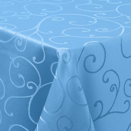 Homaxy Tischdecke Abwaschbar Rechteckig 130x200cm Polyester Tischtuch Tafeldecke Jacquard Tischwäsche Ornamente Schmutzabweisend Pflegeleicht, Blau von Homaxy