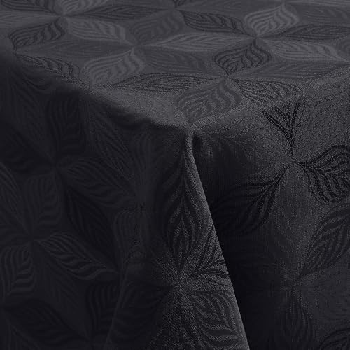 Homaxy Tischdecke Abwaschbar Rechteckig 140x300cm Mehrblättrige Jacquard Tischdecke Ornamente Schmutzabweisend Pflegeleicht, Schwarz Homaxy Tischdecke Abwaschbar Rechteckig 140x300cm Mehrblättrige Jacquard Tischdecke Ornamente Schmutzabweisend Pflegeleicht, Schwarz von Homaxy