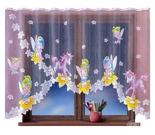 HomeDekorator® Vorhang Gardine mit Kräuselband Kinderzimmer Kindergardine Junge Mädchen Weiß 300 cm Extra Breit Dschungel Motiv Scheibengardine Kurzgardine Transparent Kurz Durchsichtig Universalband… von Home Dekorator