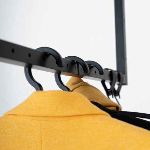 HOME DELUXE - Kleiderbügel Rack - Schwarz, 47 x 2 x 18 cm, Kunststoff mit Samtstoff bezogen I Kleiderbügel-Set Garderobenhaken Kleideraufhänger (10er Set) von Home Deluxe