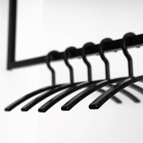 HOME DELUXE - Kleiderbügel Rack - Schwarz, 47 x 2 x 18 cm, Kunststoff mit Samtstoff bezogen I Kleiderbügel-Set Garderobenhaken Kleideraufhänger (20er Set) von Home Deluxe