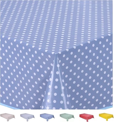 Abwischbare Tischdecke, Wachstuch, PVC-Tischdecke, Tischschutz, klein, gepunktet, 100 cm x 140 cm, 39"x55" Blaugrau von Home Direct