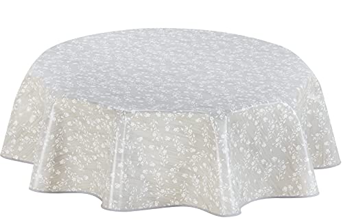 Home Direct Round Oilcloth PVC Wipe Clean Tablecloth 140cm 55" Light Grey von Home Direct