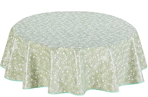 Home Direct Round Oilcloth PVC Wipe Clean Tablecloth 140cm 55" Sage Green von Home Direct