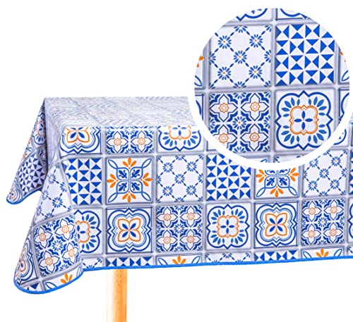 Home Direct Wachstuch-Tischdecke, rechteckig, PVC, abwischbar, 140 x 240 cm, Blau von Home Direct