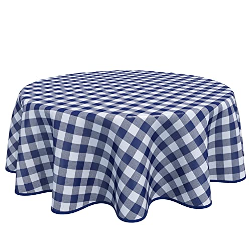 Home Direct Runde Wachstuch-Tischdecke, PVC, abwischbar, Gingham-Karo-Muster, 160 cm, Blau Home Direct Runde Wachstuch-Tischdecke, PVC, abwischbar, Gingham-Karo-Muster, 160 cm, Blau von Home Direct