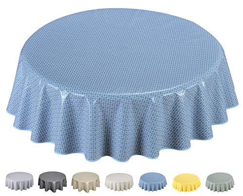 Wachstuch Tischdecke Abwaschbar 160cm (Rund 160cm, Grau Blau) von Home Direct