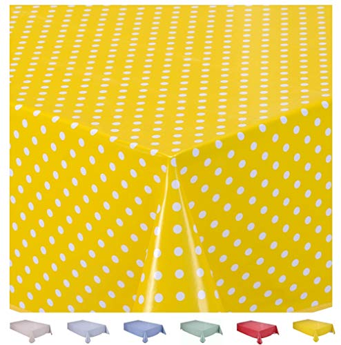 Wachstuch Tischdecke Abwaschbar Eckig 140 x 180 cm Kleine Tupfen Gelb von Home Direct