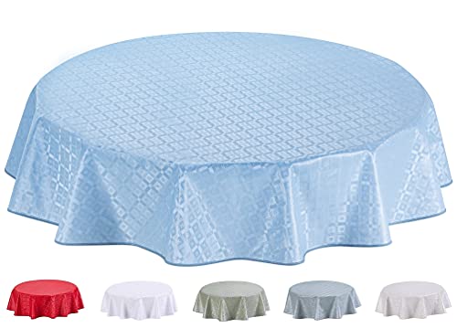Home Direct Wachstuch Tischdecke Abwaschbar Rund (Rund 155cm, Blau Grau) von Home Direct