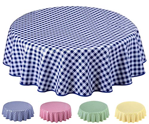 Wachstuch Tischdecke Wachstuchtischdecke Abwaschbar Rund 140cm Blau von Home Direct