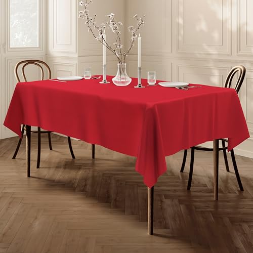 Tischdecke, rechteckig, Stoff, Tischtuch, Tischüberzug, 100 cm x 140 cm, 39"x55" Rot von Home Direct